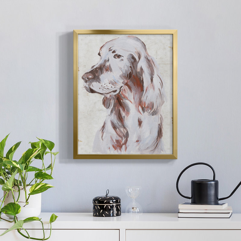 Chien assis III - Toile encadrée de qualité supérieure - Prêt à être accroché