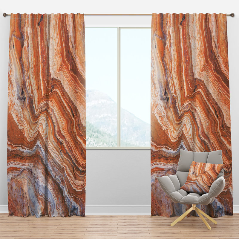 Marbled Detail of Colourful Rock - Traditional Curtain - Velvet Room darkening - 1 panel, 52"W x 108"L