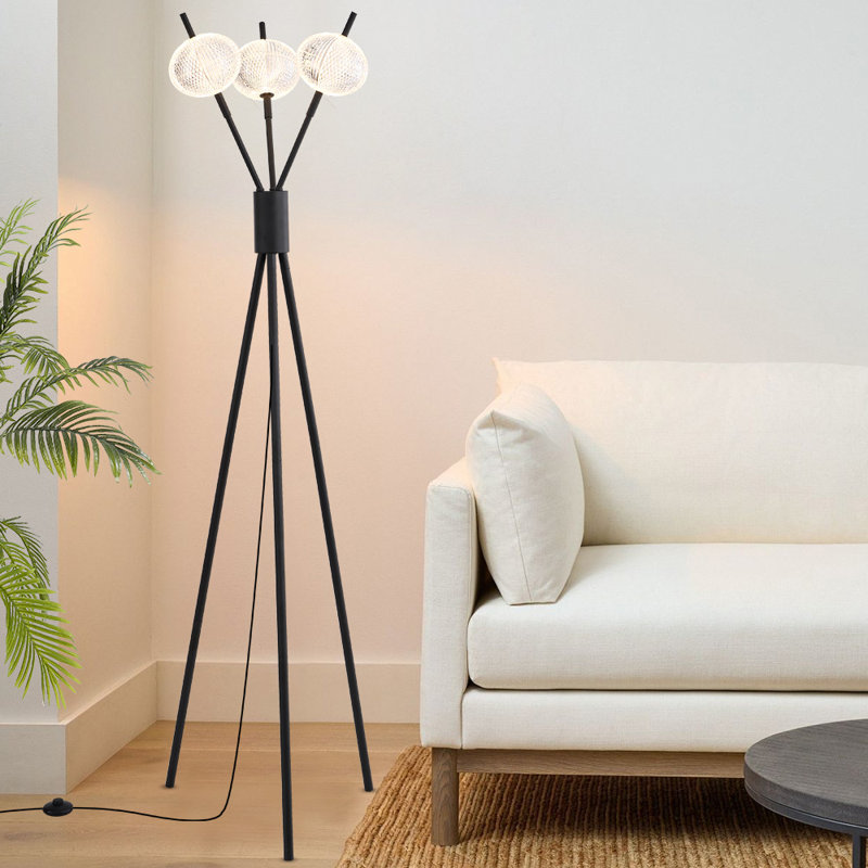 Zanyiah 65'' LED Tripod Floor Lamp, Black