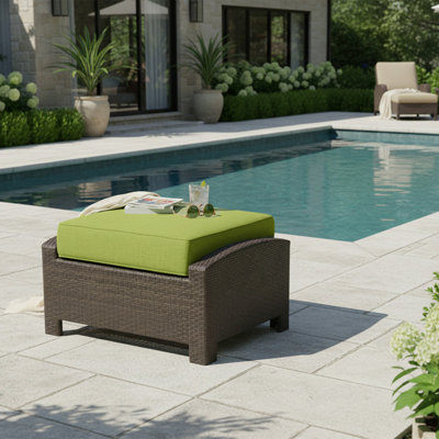 Mobilier d'extérieur Cabo avec repose-pieds rectangulaire en osier jacobin plat de 8 mm et meubles de patio toutes saisons avec coussin de siège Sunbrella de qualité supérieure de 5 po (L 20 po x l 29,5 po x H 16,5 po)