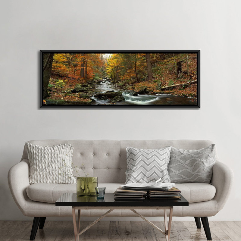« automne treess cuisine pa », reproduction de photo sur toile tendue, H 24 po x l 72 po x P 1,5 po, Toile avec cadre noir