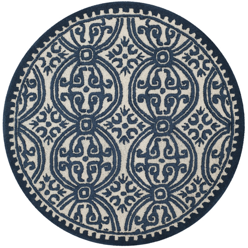 Sadik Hand Tufted Wool Geometric Rug, Round 8'