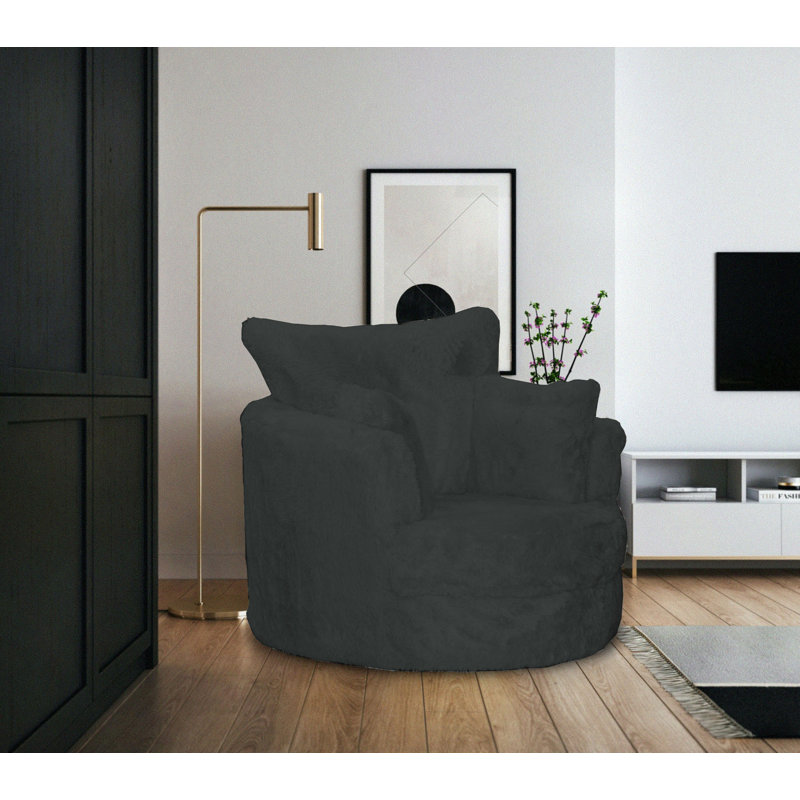 Upholstered Swivel Armchair, Black