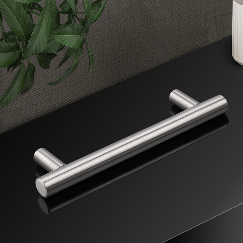 Poignées d'armoire en acier inoxydable nickel brossé de 3-3 / 4 po (96 mm) de centre à centre Probrico, 3 3/4", Argent