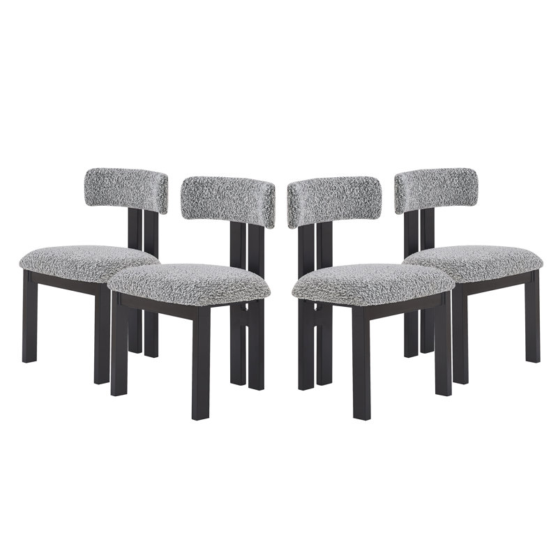 Chaises de salle à manger rembourrées Mathel, 4, Boucle noire et blanche / cadre noir