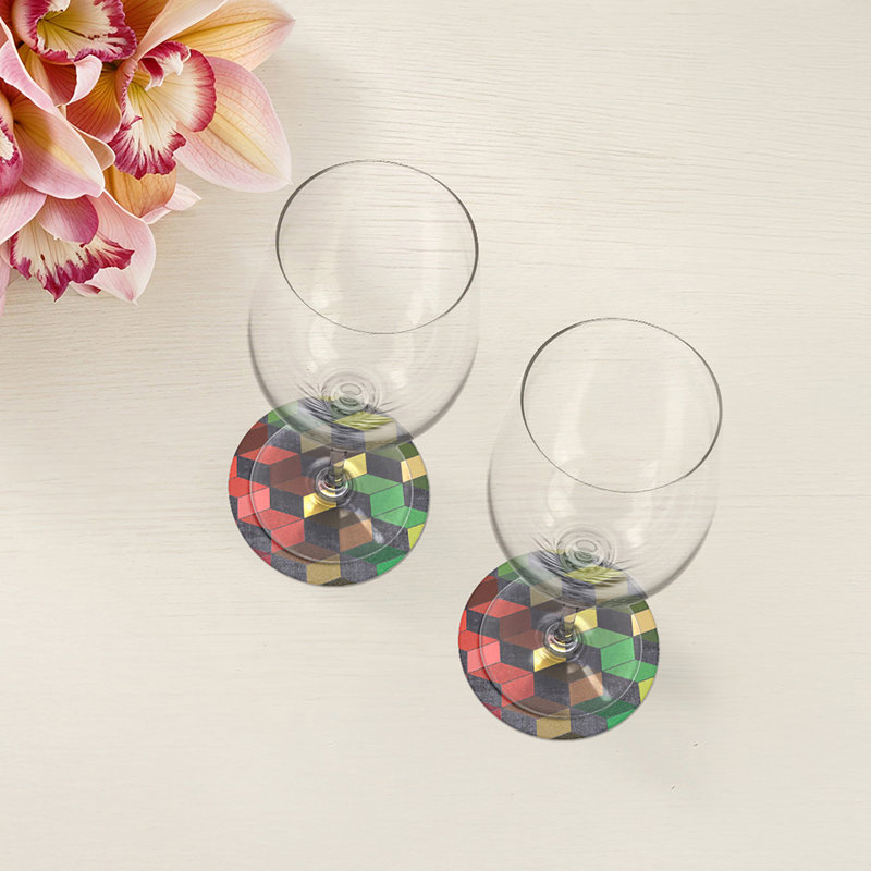 Sous-verres ronds modernes en cuir végétalien Winter Modern, Hiver