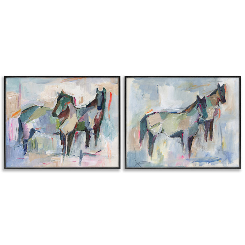  «Ambiguous Horse visages», ensemble de 2 giclées par Ethan Harper, Giclée encadrée noir minuit, H 11 po x l 14 po