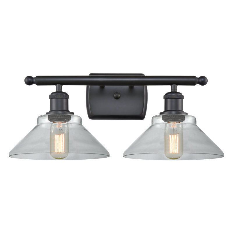 Éclairage pour salle de bain à intensité variable 2 lumières Newton St Loe, Noir mat, Transparent