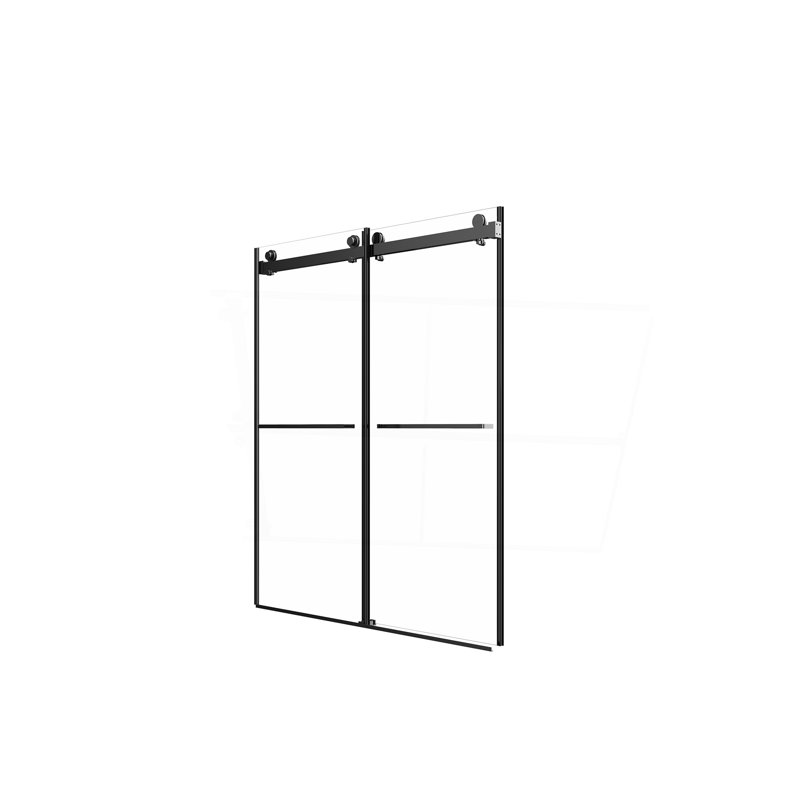 56"-60"W X 76"H Frameless Shower Door, Matte Black