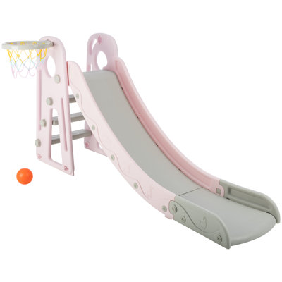 Hey Play Toddler Slide with Basketball Hoop and Ball - Indoor and Outdoor Play Equipment for Kids - Plastic Climber Slide Playset Toys, Blue