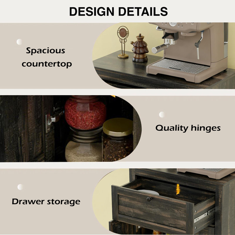 Rustic Storage Cabinet,Sideboard Storage Cabinet, Dark Brown