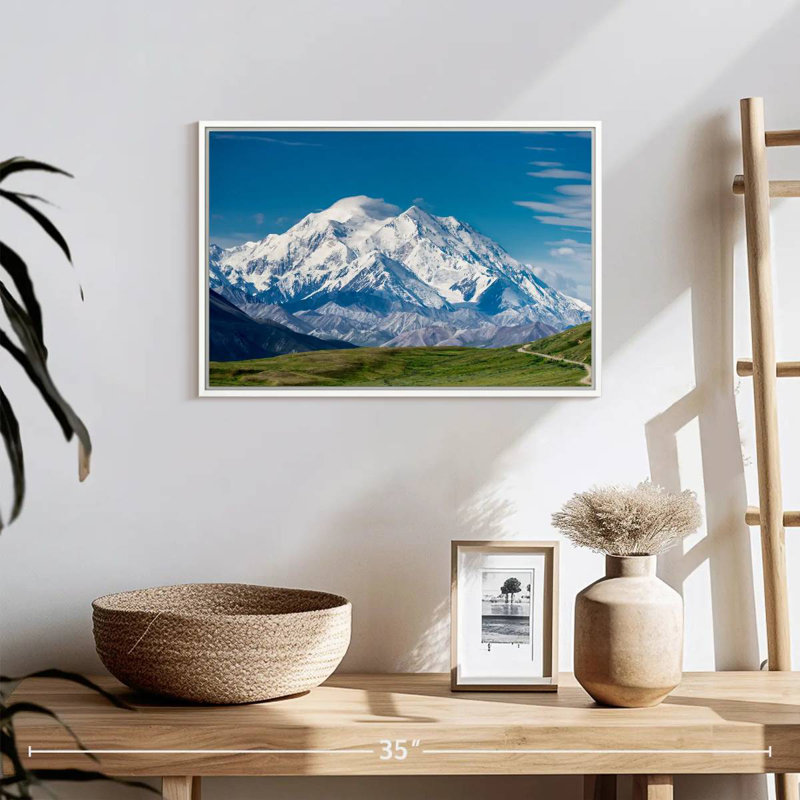 Mont McKinley Denali, Cadre flottant blanc, 19 po x 13 po