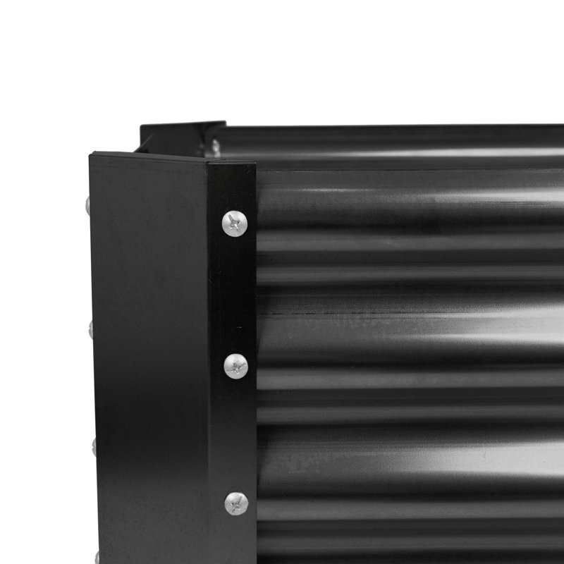Harbour Housewares - Square Galvanised Steel Raised Garden Bed Planter, Black, 30 H x 60 W x 60 D cm