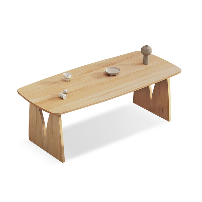 Rectangular Solid Wood Dining Table, Burlywood, 29.53"H x 78.74"L x 35.43"W