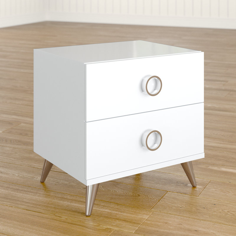 Herricks 2-Drawer Rectangular Nightstand, White