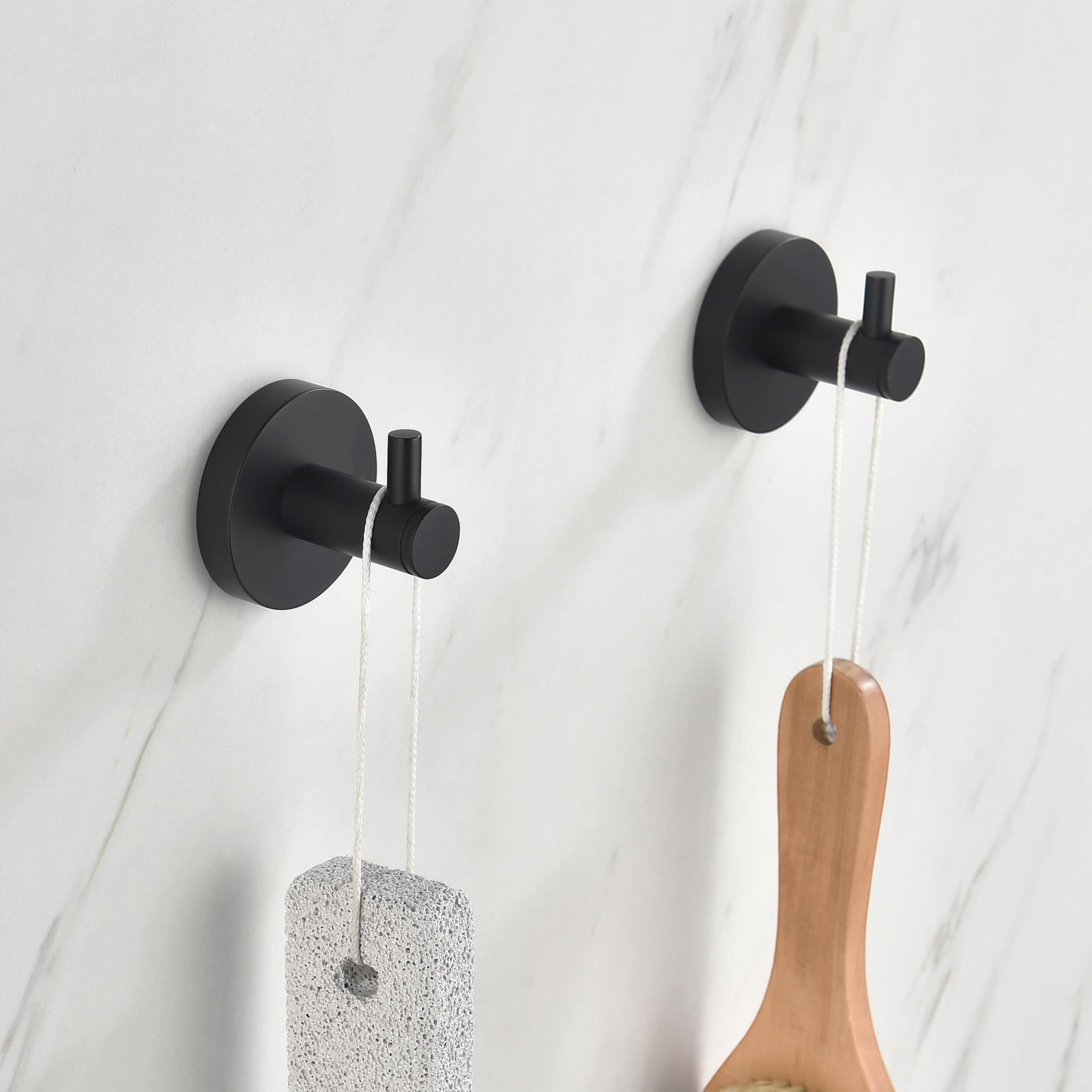Circular Single Wall-Mounted Robe Hook, Matte Black