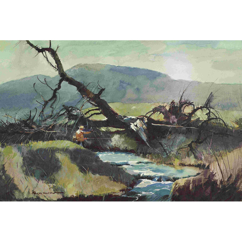 Fishing Retreat III by Roy M. Mason - Wrapped Canvas Painting, 8" H x 12" W  