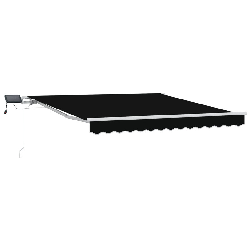 Brayden Studio Retractable Patio Awning, Black, 350 cm W x 250 cm D