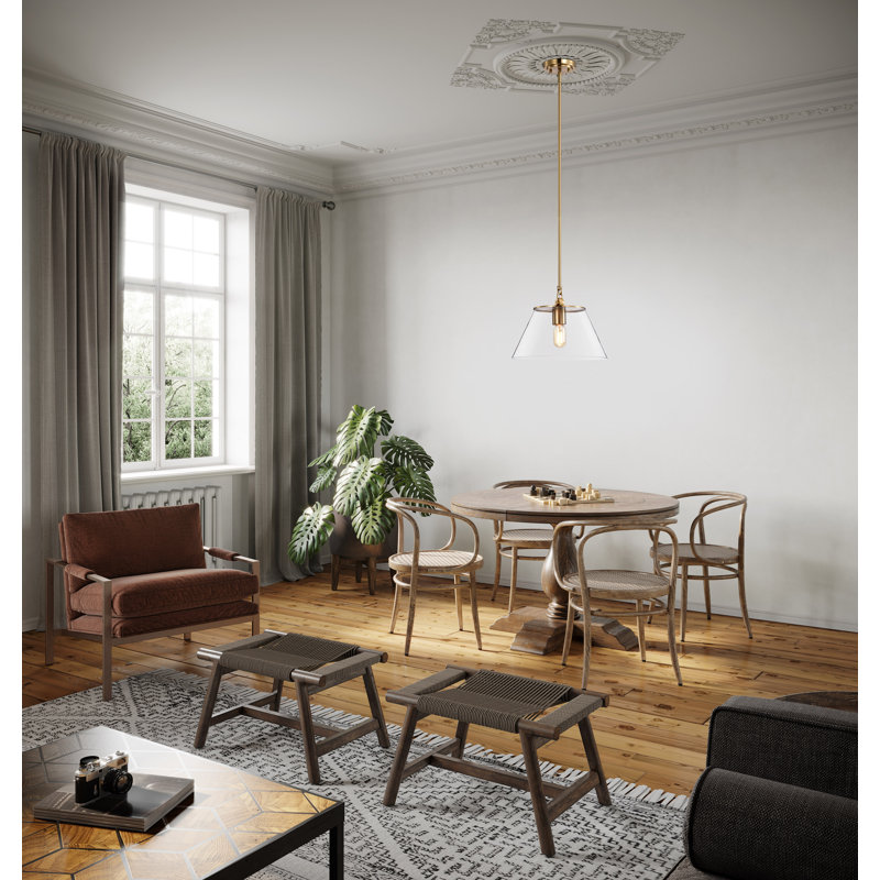 Luminaire suspendu en métal à 1 lumière de 13,75 po Gertie, Transparent
