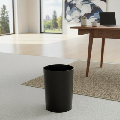 Poubelle ronde en acier inoxydable noir mat, 4 gallons, petite taille, convient pour la cuisine, la salle de bain, la chambre à coucher et le bureau.