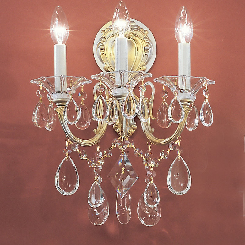 Lampe murale bougie 3 lumières Fabry, Perle champagne, Noir crystalique