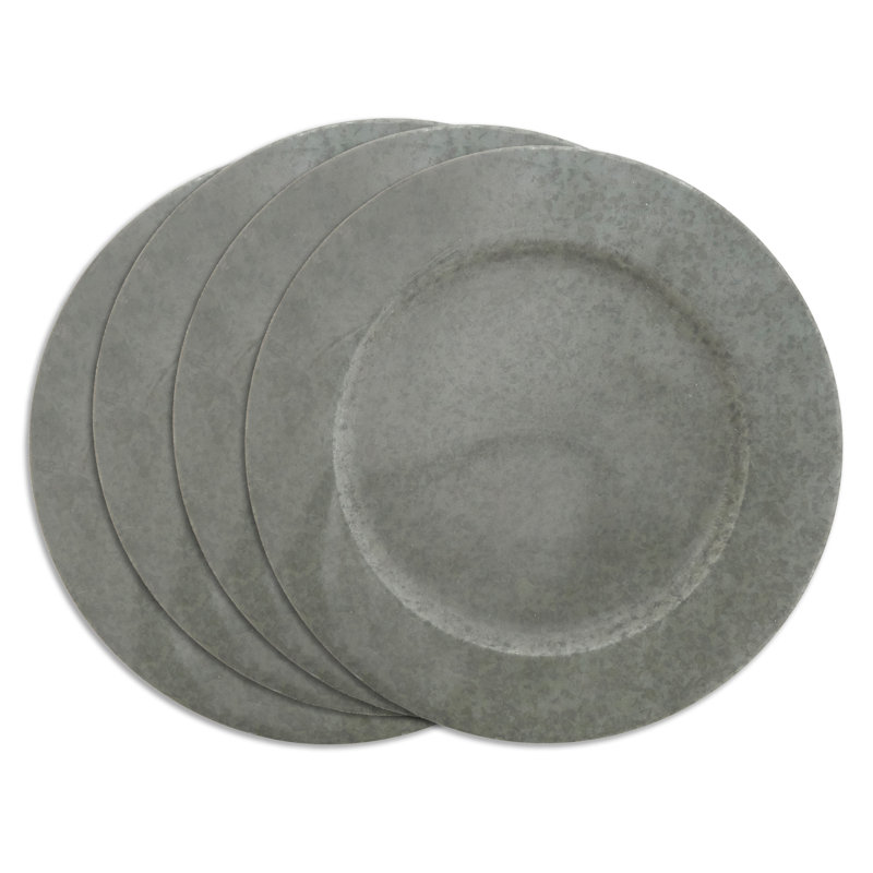 Galvanized Round Metal Charger Plate Set of 4