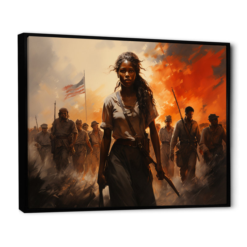 Liberté afro-américaine sur toile, Cadre flottant noir, H 34 po x l 44 po x P 1,5 po