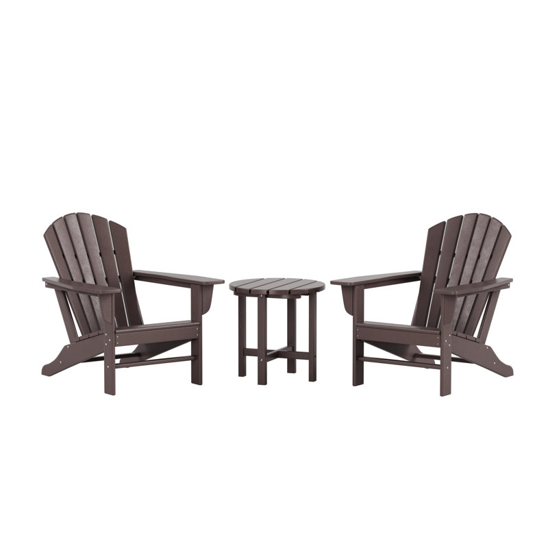 Chaise Adirondack en plastique avec table Altura, Brun foncé