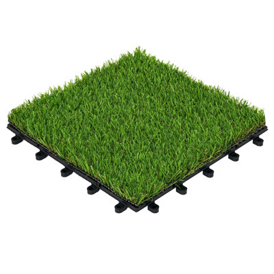 Interlocking Deck Tile in Autumn Artificial Grass