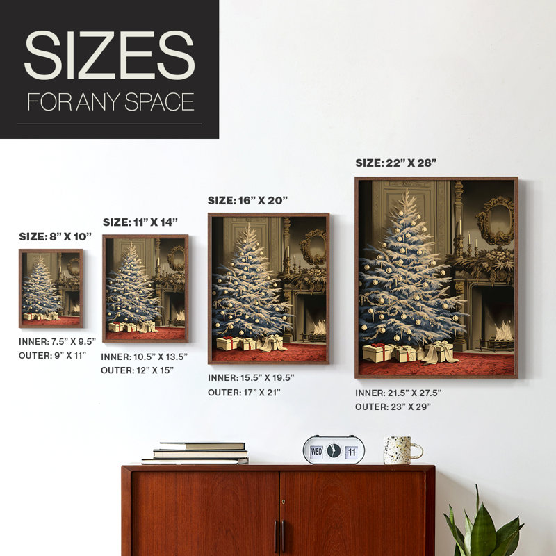 «Christmas Holiday Art», reproduction encadrée - bois massif, H 30 po x l 24 po, Noyer