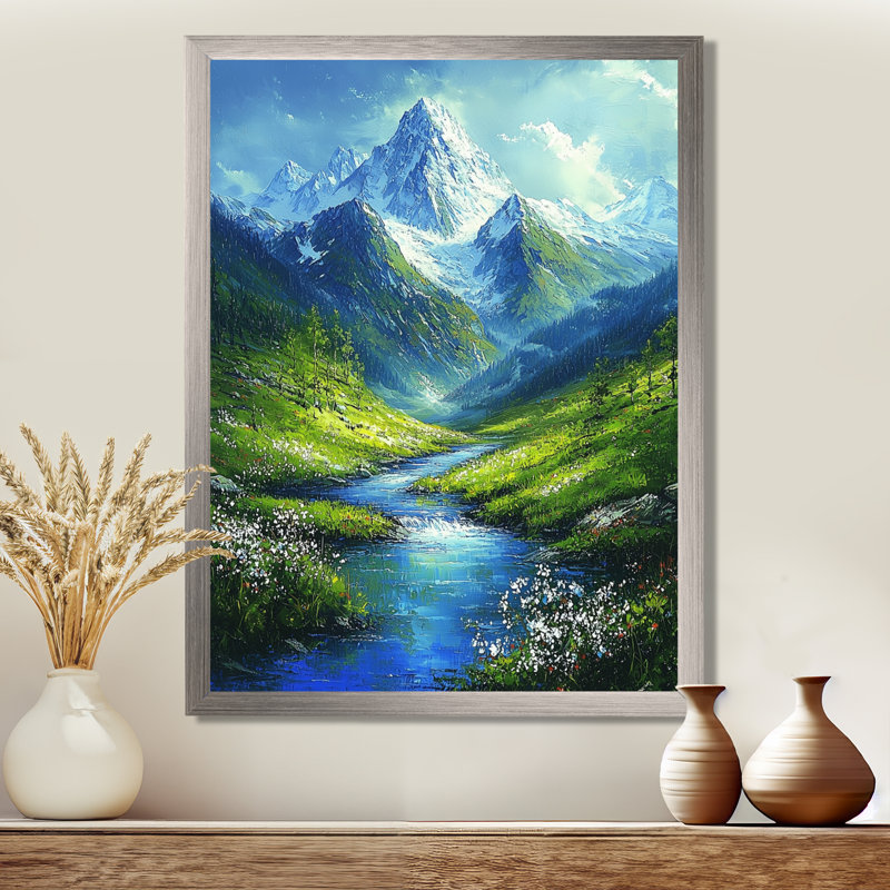 Mountain River Reflections In Rocky Mountains III - Paysages, décoration murale, H 32 po x l 24 po, Picture Frame Print