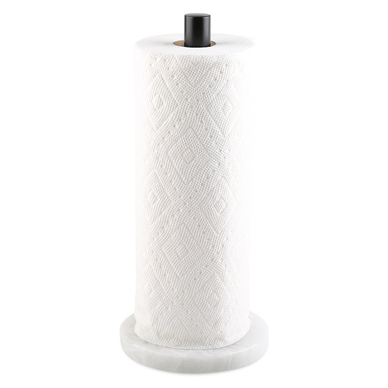 Distributeur de serviettes de cuisine en marbre naturel, H 12 po x l 6 po x P 6 po, Noir / blanc