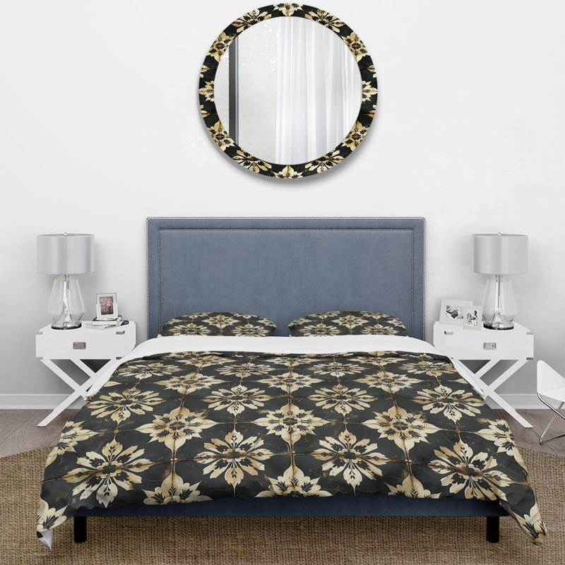 Ensemble de housse de couette Vintage Black Mosaic Tiles III - Country, Housse de couette très grand + 2 taies décorativ