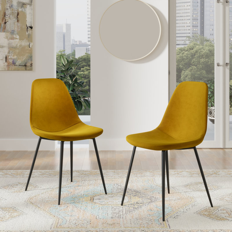 Chaise de salle à manger en velours Kody Performance, Velours performance Bella Gold