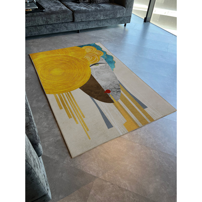 Tapis multicolore à motifs surréels, Rectangle 4 pi 11,06 po x 9 pi 10,11 po