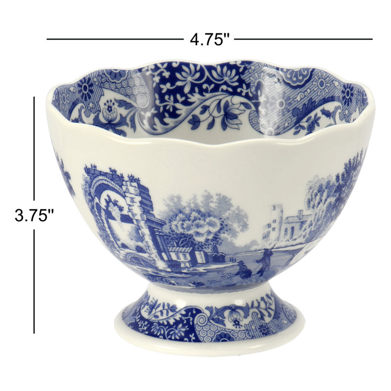 Spode Blue Italian Footed Bowl 4.75"