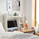 Classic Dorm Desk Bookshelf with Outlet - White
