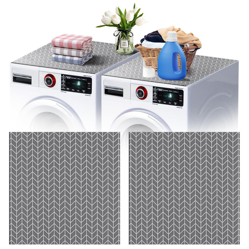 2 PCS Washer And Dryer Covers For The Top, 27'' X 27'' Washer And Dryer Top Protector Mat, Protective Silicone Rubber Mat, Non Slip Quick Drying Washer Dryer Cover