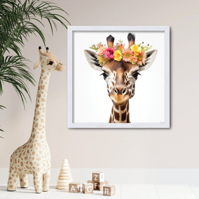 Panneau encadré Sweet Giraffe 16 x 16