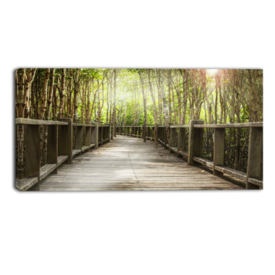 " Wooden Bridge In Forest Landscape "
