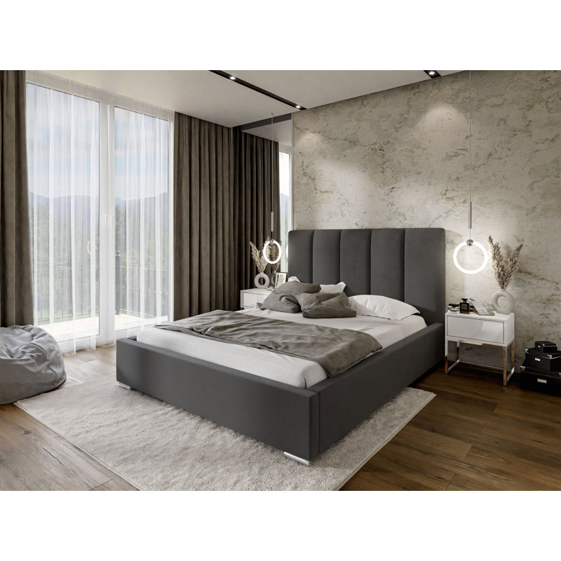 Cockburn Upholstered Lift Up Storage Bed, Dark gray, 140 x 200cm
