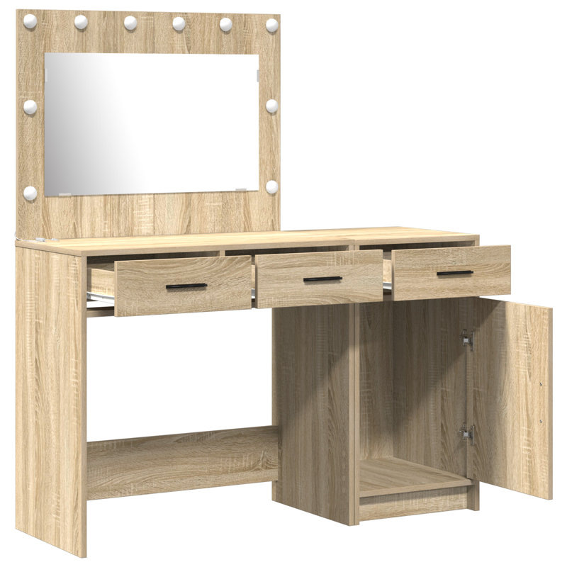 Set Of 2 Engineered Wood Dressing Table, Sonoma Oak 1