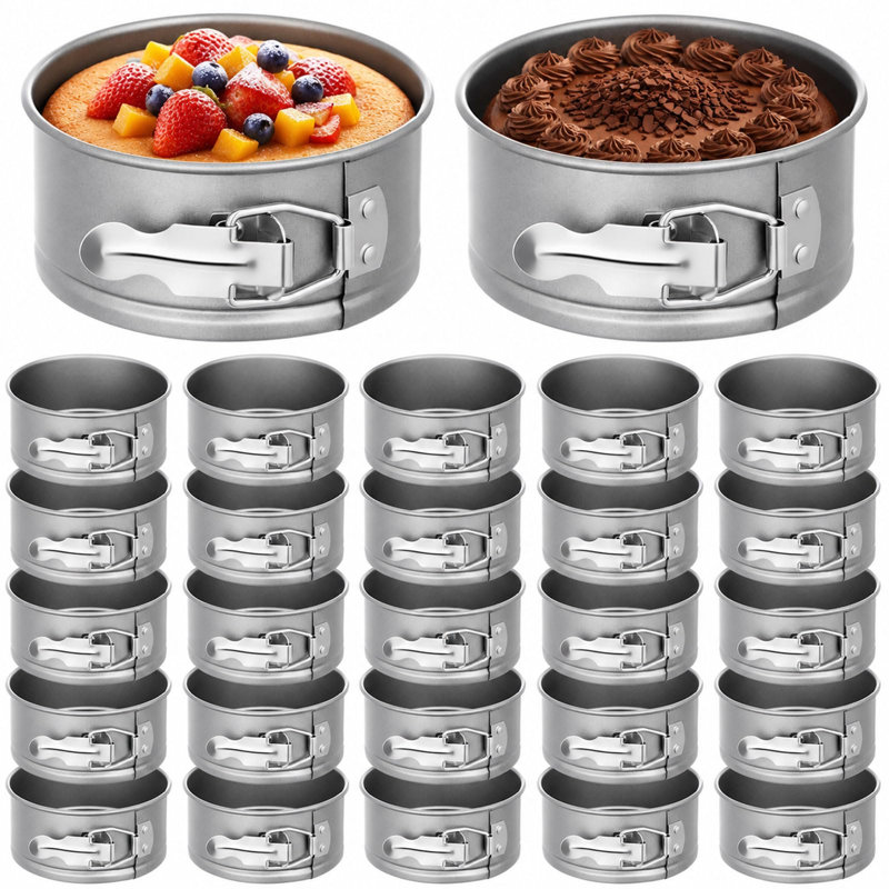 Springform Pans Mini Cheesecake, Removable Bottom Leakproof, Nonstick Spring Form Baking Easy Release Round Molds, 25 Pcs, (Gray)