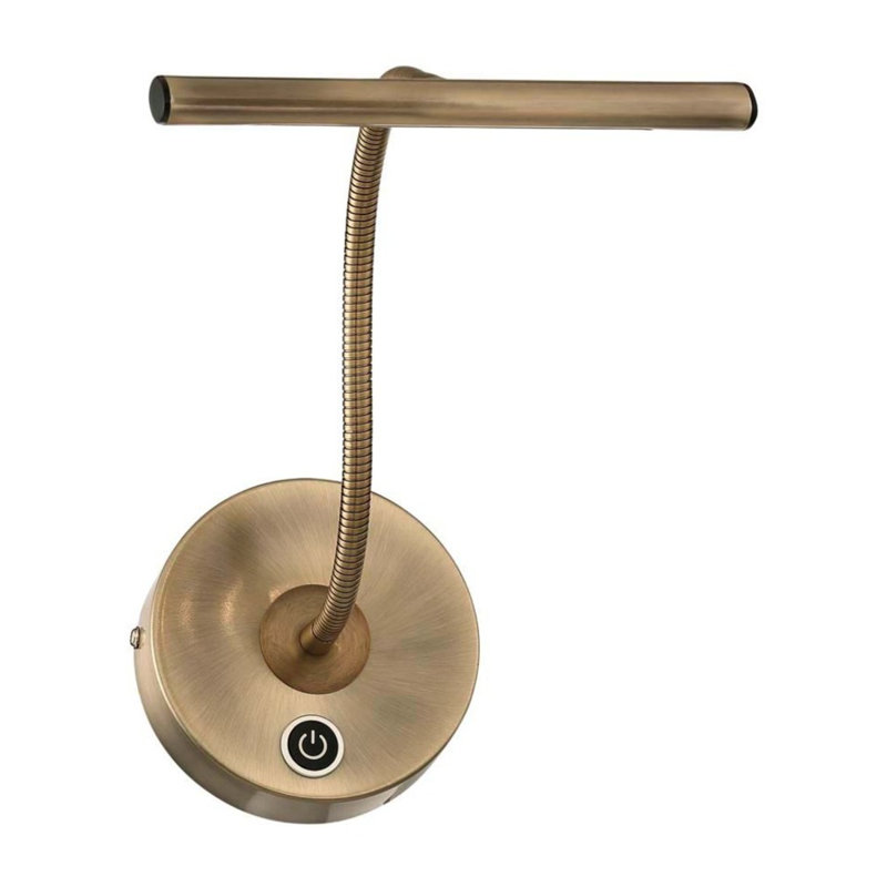 Prendergast Hardwired LED Wall Mounted Picture Light, Antique Brass