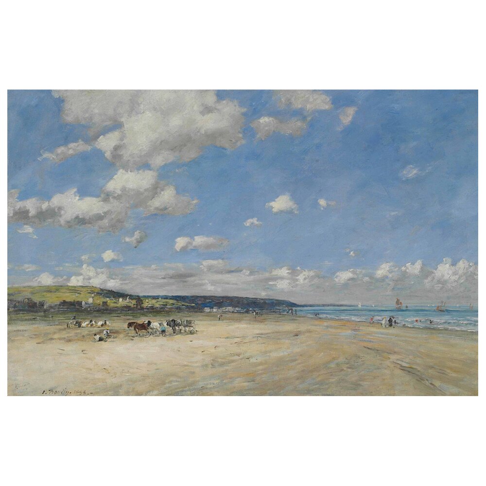 Gerahmtes Leinwandbild La Plage De Torugeville von Eugène Boudin