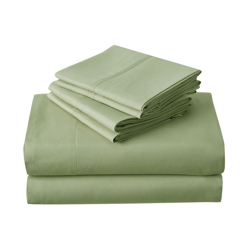 Kathy Ireland 6 Piece Brushed Microfiber Sheet Set, Sage, King Sheet Set + 1 Fitted Sheet + 4 Pillowcases