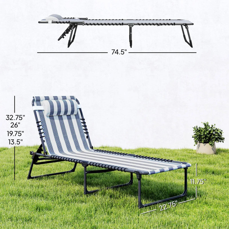 Chaise longue d'extérieur pliante 2 pièces, 2