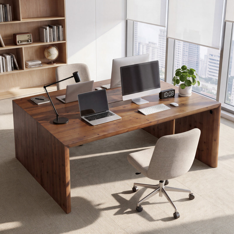 Bureau de direction en bois massif de 175 cm de long, grand bureau pour bureau à domicile