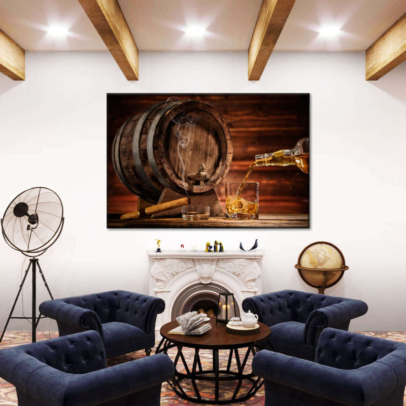 «Whiskey Barrel Distributeur», reproduction sur toile, H 8 po x l 12 po x P 1 po