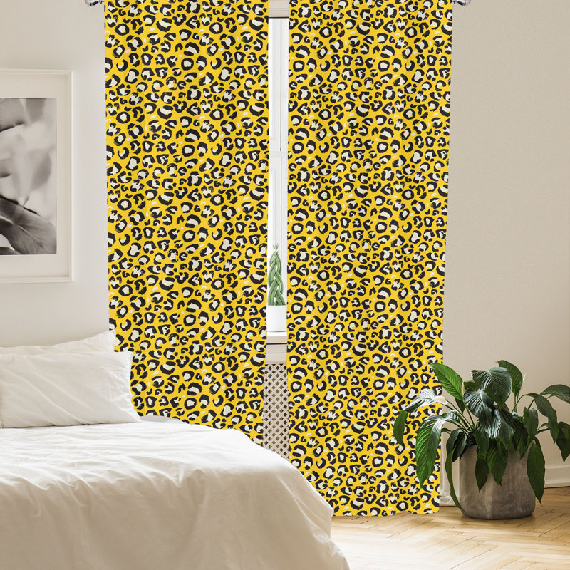 Leopard Print Semi-Sheer Rod Pocket Sliding Panel, 28" x 63"